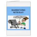 barbecueing with ray greeting cards