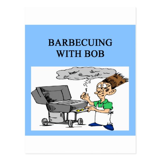 barbecuing with bob robert postcard