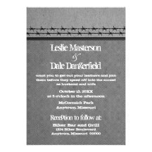 Barbed Wire Fence Biker Wedding Invite, Grey