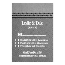 Barbed Wire Fence Biker Wedding RSVP Card, Grey Invitations