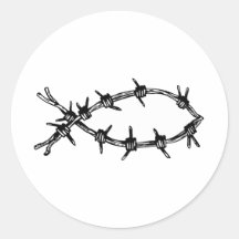Barbed Wire Fish Round Sticker