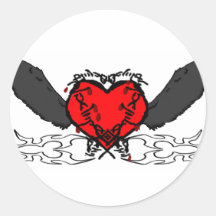 Barbed wire wings round sticker