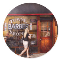 Barber - Barbershop - Time for a haircut Round Sticker