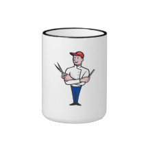 Barber Comb and Scissors Cartoon Coffee Mugs