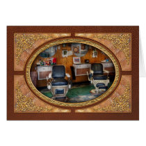 Barber - Frenchtown, NJ - Two old barber chairs  Greeting Cards