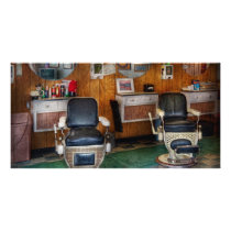 Barber - Frenchtown, NJ - Two old barber chairs  Photo Greeting Card