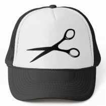 barber hairdresser scissors black mesh hat