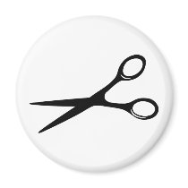 barber hairdresser scissors black refrigerator magnet