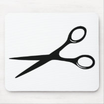 barber hairdresser scissors black mouse mat