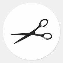 barber hairdresser scissors black round stickers