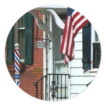 Barber Shop Entrance Round Stickers