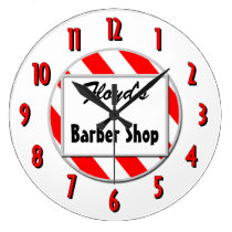 Barber Shop Red White Custom Retro Clock wall clocks