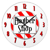Barber Shop Red White Retro Wall Clock wall clocks