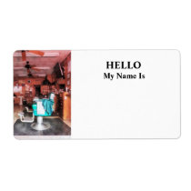 Barber Shop With Green Barber Chairs Personalized Shipping Label