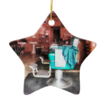 Barber Shop With Green Barber Chairs Christmas Ornaments