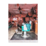 Barber Shop With Green Barber Chairs Post Card