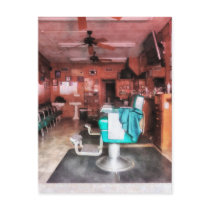 Barber Shop With Green Barber Chairs Post Card