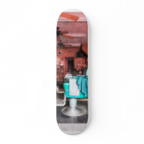 Barber Shop With Green Barber Chairs Custom Skateboard