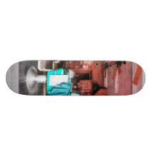 Barber Shop With Green Barber Chairs Custom Skateboard