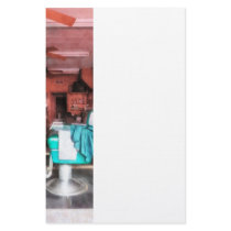 Barber Shop With Green Barber Chairs Stationery Design