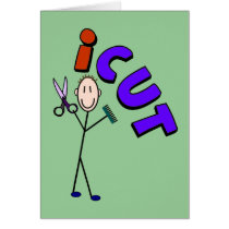 Barber Stick person design "icut" Card