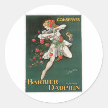 Barbier Dauphin Conserves Vintage Food Ad Art Round Sticker