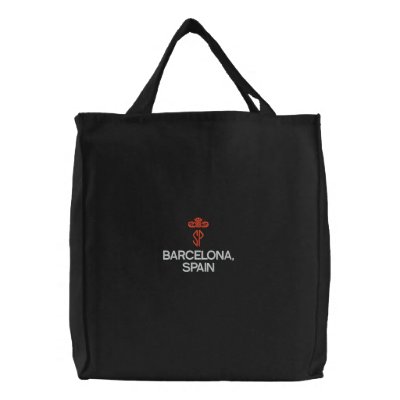 BARCELONA, SPAIN  BLACK TOTE CANVAS BAG by edem13