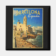 Barcelona Spain Vintage Travel Refrigerator Magnets