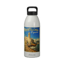 Barcelona Spain Vintage Travel Water Bottles