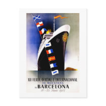 "Barcelona" Vintage Trade Fair Poster Postcard