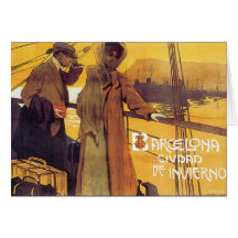 Barcelona Vintage Travel Poster Card