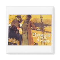 Barcelona Vintage Travel Poster Refrigerator Magnets
