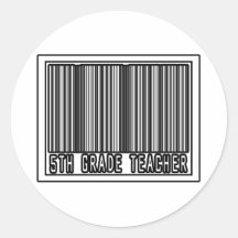 Barcode 5th Grade Teacher Round Sticker
