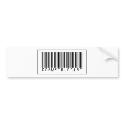 Barcode Cosmetologist Bumper Sticker by crazygoodstuff