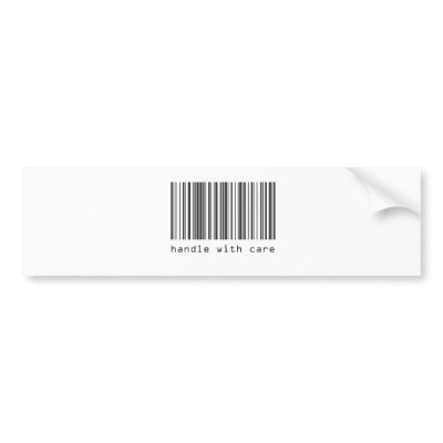Barcode - Handle With Care Bumper Sticker by iArtPrints