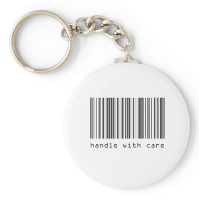 Barcode - Handle With Care Key Chain by iArtPrints