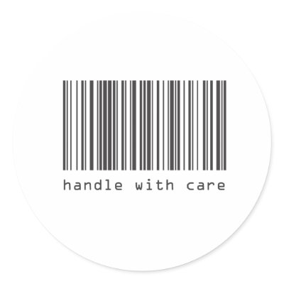 Barcode - Handle With Care Round Sticker by iArtPrints