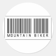 Barcode Mountain Biker Round Stickers
