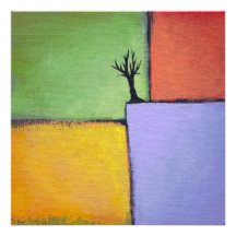 Bare tree colourful art all seasons modern paintin announcements