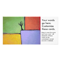 Bare tree colourful art all seasons modern paintin photo greeting card