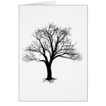 Bare tree silhouette greeting card