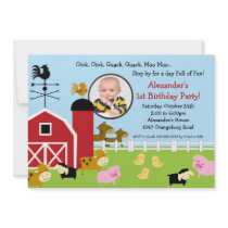 Barn Animal Fun Photo Birthday Party Announcement
