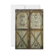 Barn Door Cowboy Wedding RSVP Personalized Invitation