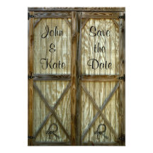 Barn Door Cowboy Wedding Save the Date Custom Announcements