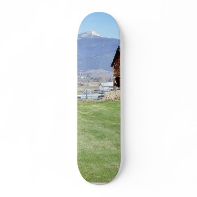 Barn Grass Mountains Fence Custom Skateboard by lifesphere
