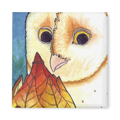 Barn Owl Leaf Lantern Magnet by sunhawk