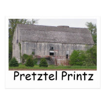Barn, Pretztel Printz Postcard