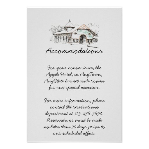 Barn Sketch Country Wedding Hotel Insert Invitation Barn Sketch Country Wedding Hotel Insert Invitation