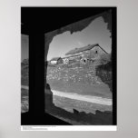 Barn through Broken Screen of Old Cookhouse Poster