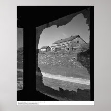 Barn through Broken Screen of Old Cookhouse Poster